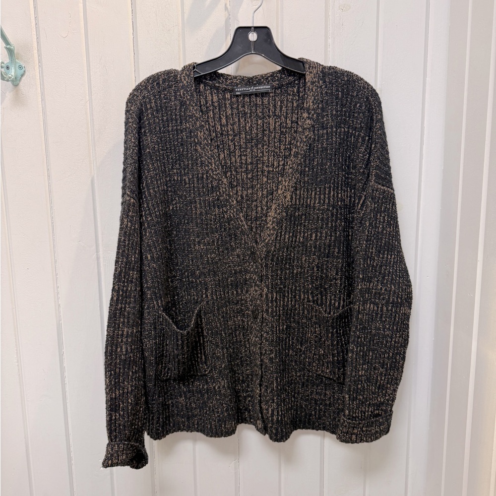 Peruvian Connection Pima Cotton Blend Black and Brown Cardigan